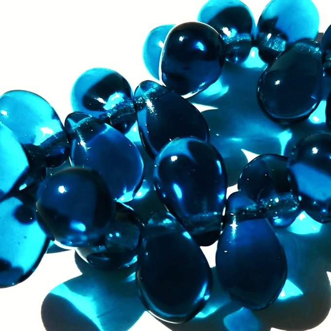 チェコビーズ ドロップ 6x9mm ブルーグリーン・ジリコン5・クリア｜20個入 ハンドメイド素材 BULBULBEADS