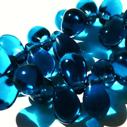 チェコビーズ ドロップ 6x9mm ブルーグリーン・ジリコン5・クリア｜20個入 ハンドメイド素材 BULBULBEADS