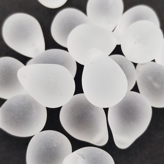 チェコビーズ ドロップ 10×14mm クリスタルクリア・マット｜8個入 ハンドメイド素材 BULBULBEADS