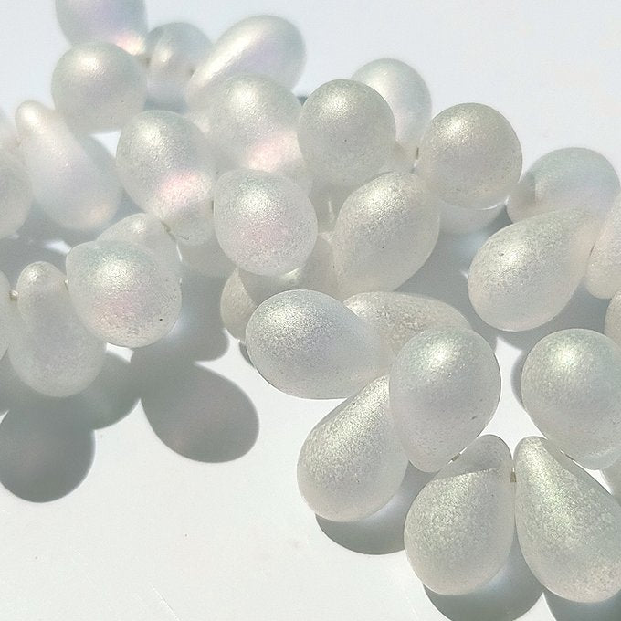 チェコビーズ ドロップ 6x9mm クリスタル・ゴールドスエード｜20個入 ハンドメイド素材 BULBULBEADS