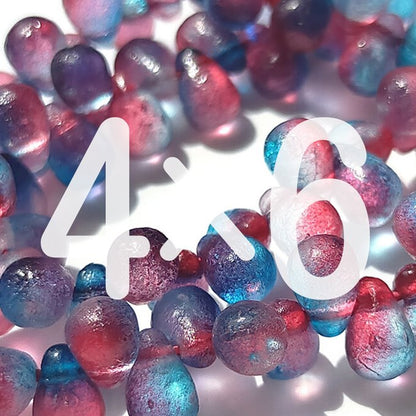 チェコビーズ ドロップ 4×6mm シアン・レッド・エッチド・デュアル｜60個入 ハンドメイド素材 BULBULBEADS