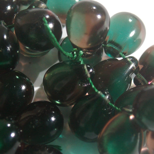 チェコビーズ ドロップ 10×14mm エメラルドコア・グレーオーバーレイ｜8個入 ハンドメイド素材 BULBULBEADS