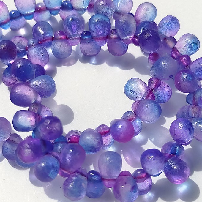 チェコビーズ ドロップ 4×6mm ブルーパープル・エッチド・デュアル｜60個入 ハンドメイド素材 BULBULBEADS