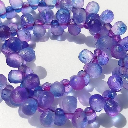 チェコビーズ ドロップ 4×6mm ブルーパープル・エッチド・デュアル｜60個入 ハンドメイド素材 BULBULBEADS