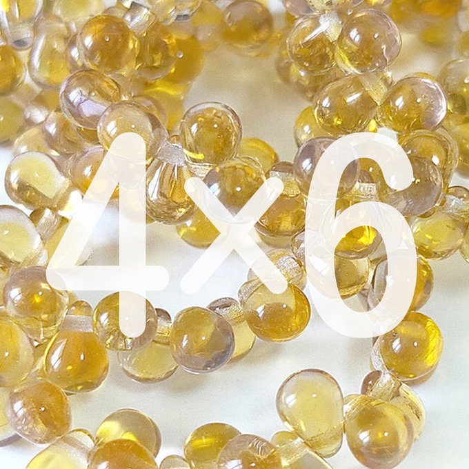 チェコビーズ ドロップ 4×6mm トパーズ・ロザリン｜60個入 ハンドメイド素材 BULBULBEADS