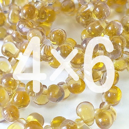 チェコビーズ ドロップ 4×6mm トパーズ・ロザリン｜60個入 ハンドメイド素材 BULBULBEADS