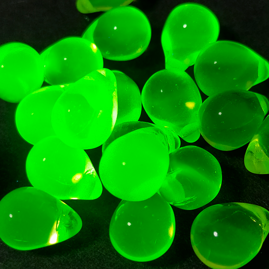 チェコビーズ ドロップ 10×14mm ジョンキルイエロー・クリア｜8個入 ハンドメイド素材 BULBULBEADS