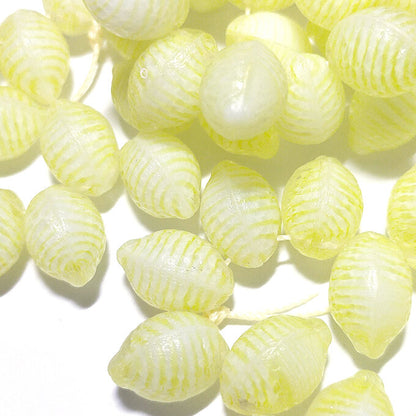 チェコビーズ レモン 10×14mm イエローストライプ｜2個入 ハンドメイド素材 BULBULBEADS
