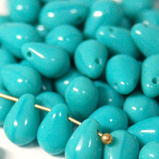チェコビーズ ドロップ 6x9mm ターコイズ｜20個入 ハンドメイド素材 BULBULBEADS