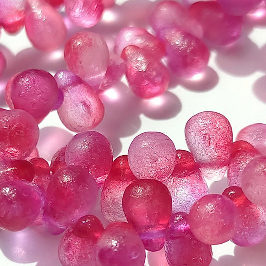 チェコビーズ ドロップ 4×6mm フューシャ ピンク エッチド デュアル｜20個入 ハンドメイド素材 BULBULBEADS