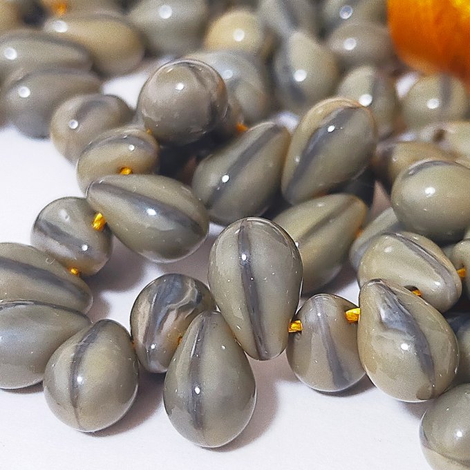 チェコビーズ ドロップ 6x9mm グレーゴールド・トパーズオーバーレイ｜20個入 ハンドメイド素材 BULBULBEADS