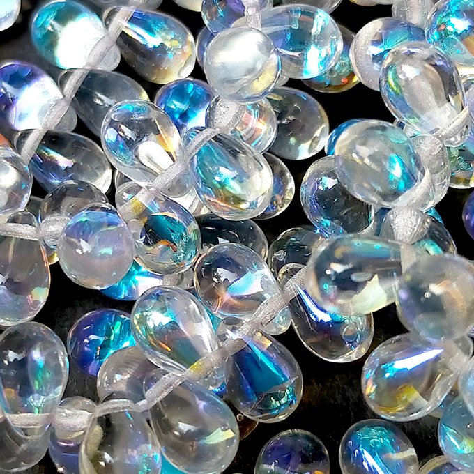 チェコビーズ ドロップ 6x9mm クリスタルクリア・AB｜20個入 ハンドメイド素材 BULBULBEADS