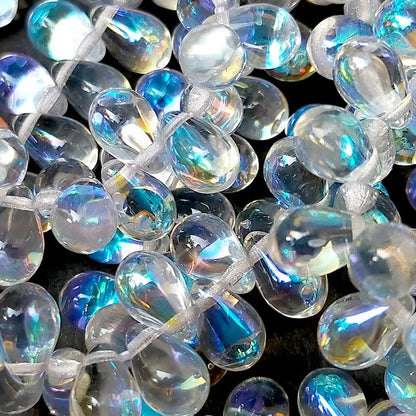 チェコビーズ ドロップ 6x9mm クリスタルクリア・AB｜20個入 ハンドメイド素材 BULBULBEADS
