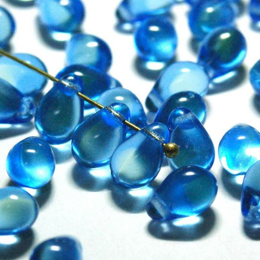 チェコビーズ ドロップ 6×9mm ジョンキル・コアサファイア｜20個入 ハンドメイド素材 BULBULBEADS