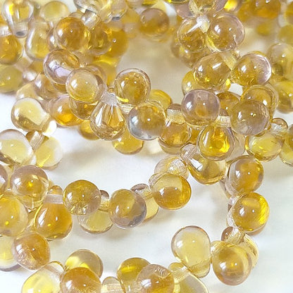 チェコビーズ ドロップ 4×6mm トパーズ・ロザリン｜60個入 ハンドメイド素材 BULBULBEADS