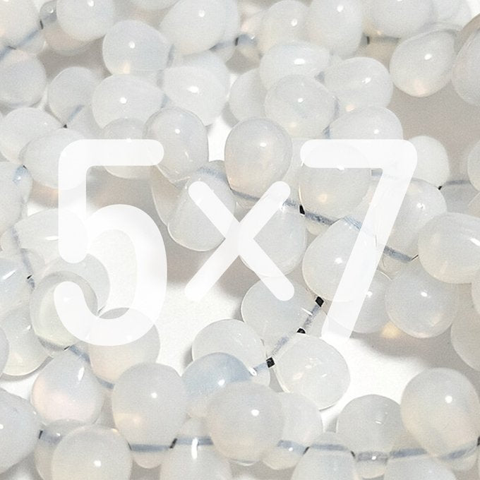 チェコビーズ ドロップ 5×7mm ホワイト オパール｜30個入 ハンドメイド素材 BULBULBEADS