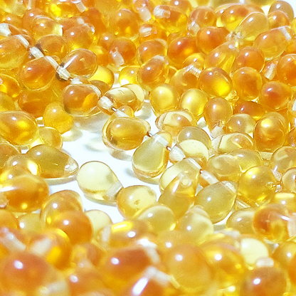 チェコビーズ ドロップ 6x9mm ミディアムトパーズ・クリア｜10個入 ハンドメイド素材 BULBULBEADS