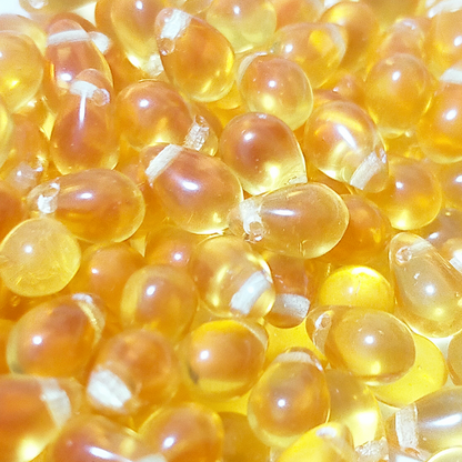 チェコビーズ ドロップ 6x9mm ミディアムトパーズ・クリア｜10個入 ハンドメイド素材 BULBULBEADS