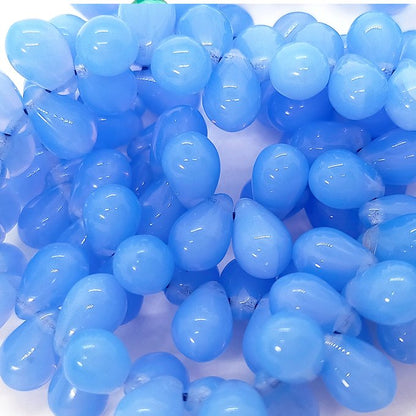 チェコビーズ ドロップ 6x9mm サファイアブルー0・オパール｜20個入 ハンドメイド素材 BULBULBEADS