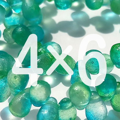 チェコビーズ ドロップ 4×6mm ブルー・グリーン・エッチド・デュアル｜60個入 ハンドメイド素材 BULBULBEADS