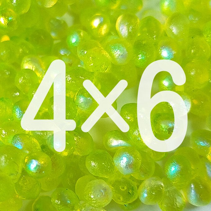 チェコビーズ ドロップ 4×6mm ネオンイエロー・エッチドAB｜60個入 ハンドメイド素材 BULBULBEADS