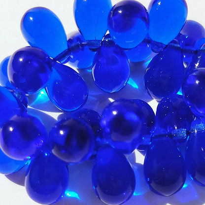 チェコビーズ ドロップ 6x9mm サファイアブルー8・クリア｜20個入 ハンドメイド素材 BULBULBEADS