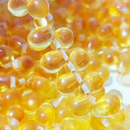 チェコビーズ ドロップ 6x9mm ミディアムトパーズ・クリア｜10個入 ハンドメイド素材 BULBULBEADS