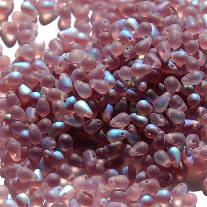 チェコビーズ ドロップ 4×6mm アメジスト・マットAB｜40個入 ハンドメイド素材 BULBULBEADS