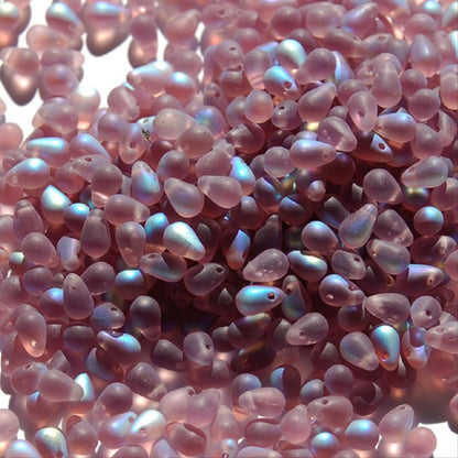 チェコビーズ ドロップ 4×6mm アメジスト・マットAB｜40個入 ハンドメイド素材 BULBULBEADS