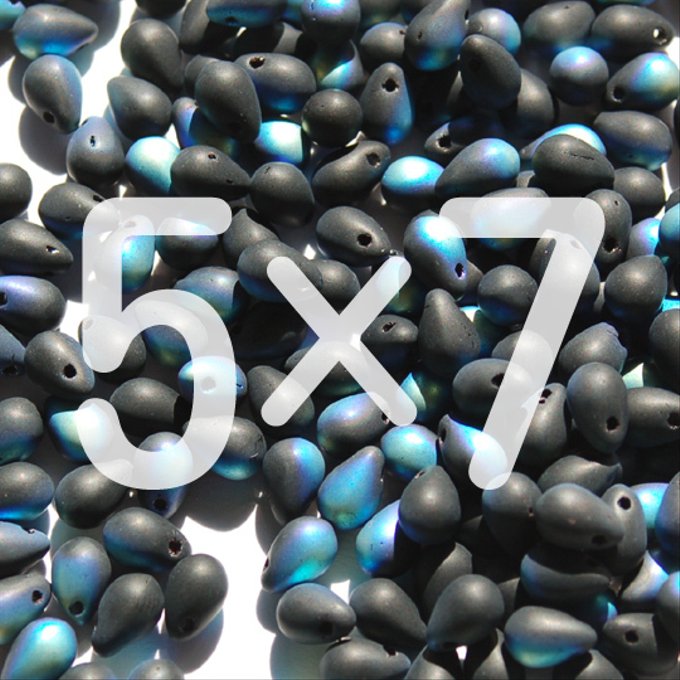 チェコビーズ ドロップ 5×7mm ジェット マット AB｜30個入 ハンドメイド素材 BULBULBEADS