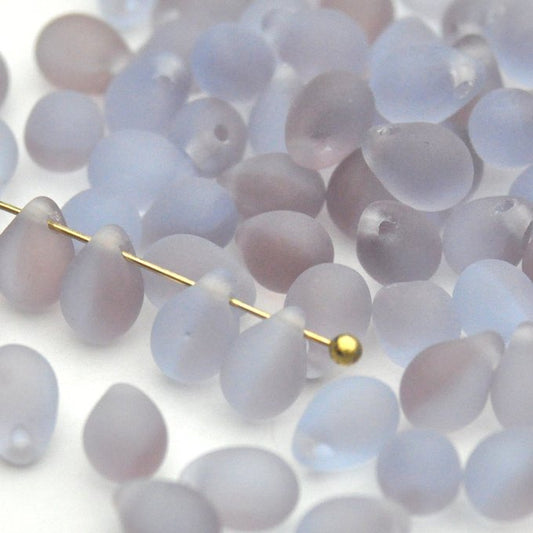 チェコビーズ ドロップ 5×7mm アメジスト サファイア｜40個入 ハンドメイド素材 BULBULBEADS