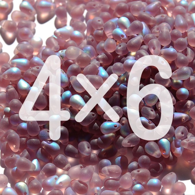 チェコビーズ ドロップ 4×6mm アメジスト・マットAB｜40個入 ハンドメイド素材 BULBULBEADS