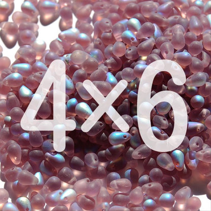 チェコビーズ ドロップ 4×6mm アメジスト・マットAB｜40個入 ハンドメイド素材 BULBULBEADS