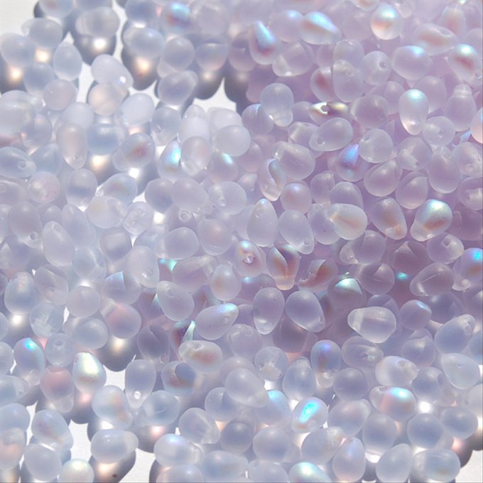 チェコビーズ ドロップ 4x6mm アレキサンドライト・マットAB｜30個入 ハンドメイド素材 BULBULBEADS