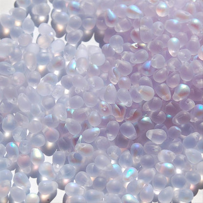 チェコビーズ ドロップ 4x6mm アレキサンドライト・マットAB｜30個入 ハンドメイド素材 BULBULBEADS