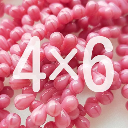 チェコビーズ ドロップ 4×6mm ピンク シルク｜20個入 ハンドメイド素材 BULBULBEADS