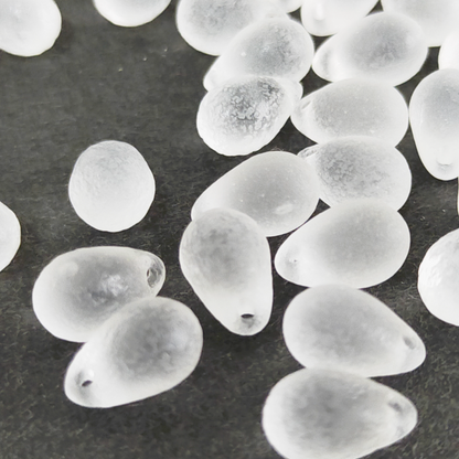 チェコビーズ ドロップ 6x9mm クリスタル・エッチド｜10個入 ハンドメイド素材 BULBULBEADS