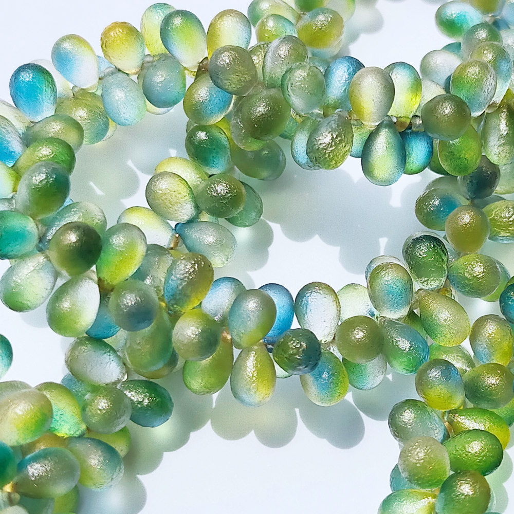 チェコビーズ ドロップ 6x9mm キーライムポップフィズ・ゴールドシマー｜10個入 ハンドメイド素材 BULBULBEADS