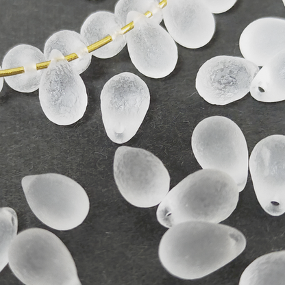 チェコビーズ ドロップ 6x9mm クリスタル・エッチド｜10個入 ハンドメイド素材 BULBULBEADS