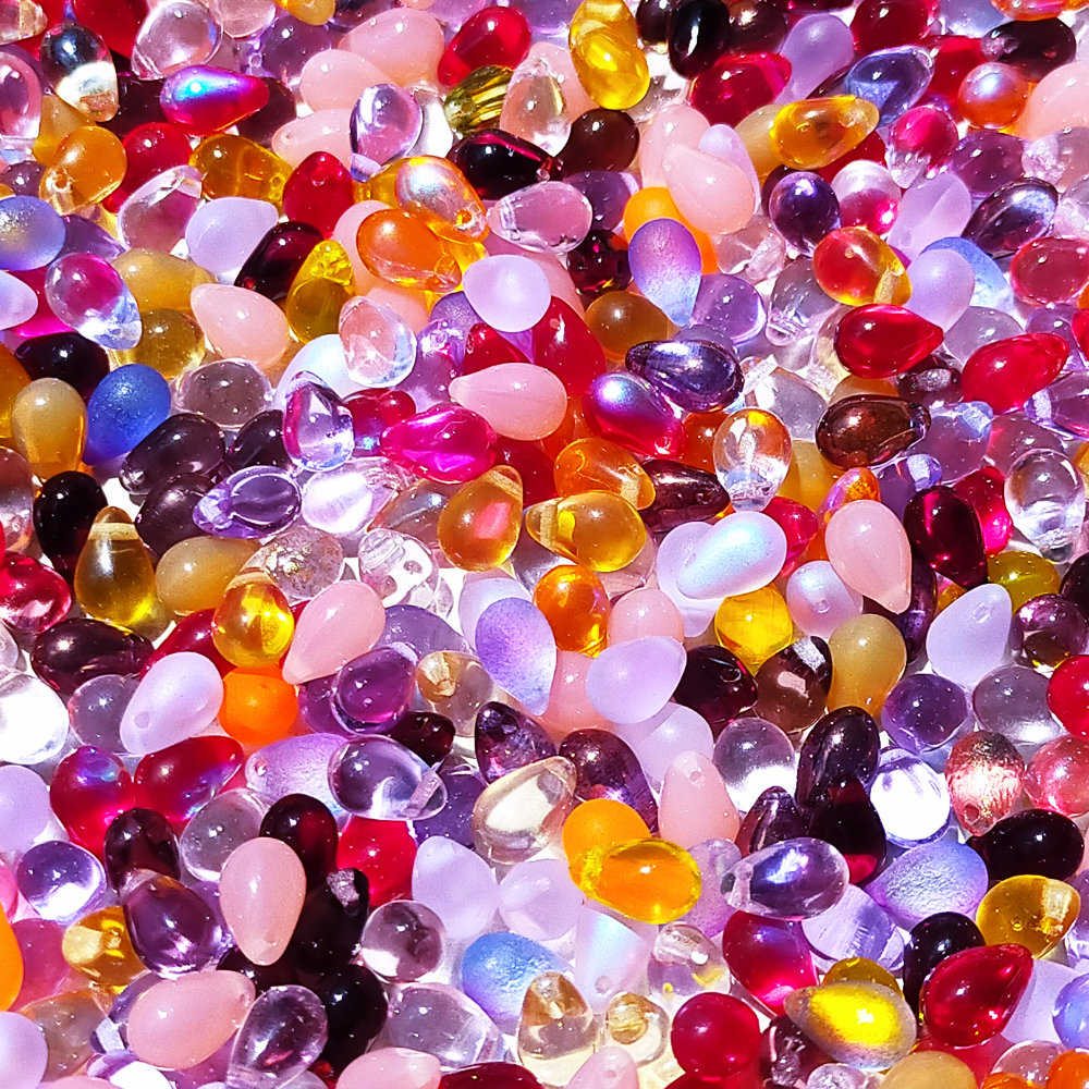 チェコビーズ ドロップ 6x9mm アソートMIX A｜50個入 ハンドメイド素材 BULBULBEADS