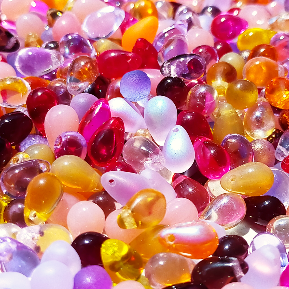 チェコビーズ ドロップ 6x9mm アソートMIX A｜50個入 ハンドメイド素材 BULBULBEADS