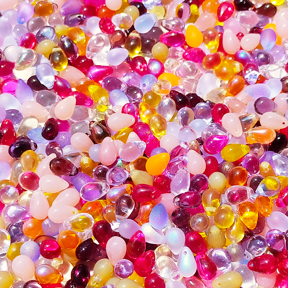 チェコビーズ ドロップ 6x9mm アソートMIX A｜50個入 ハンドメイド素材 BULBULBEADS