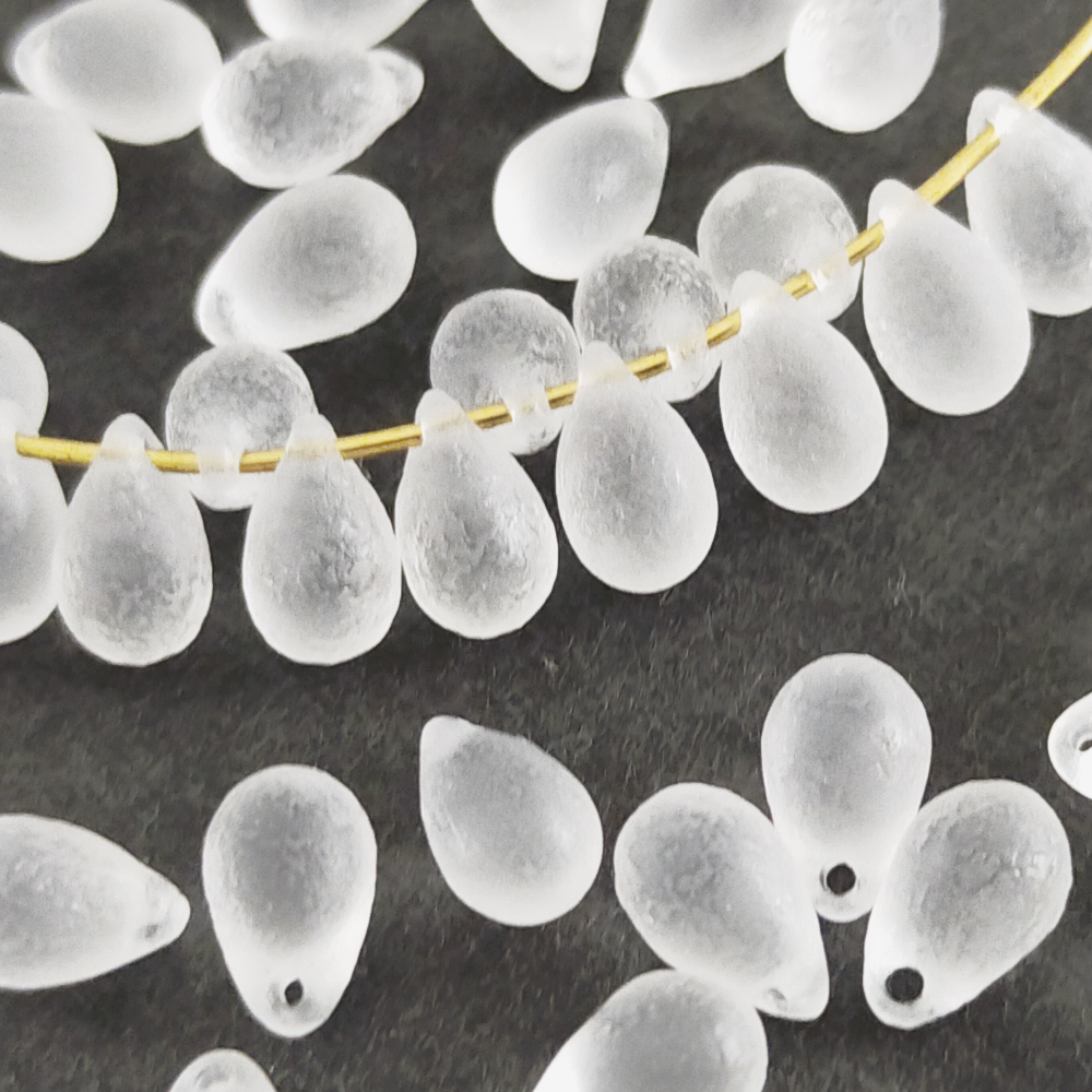 チェコビーズ ドロップ 6x9mm クリスタル・エッチド｜10個入 ハンドメイド素材 BULBULBEADS