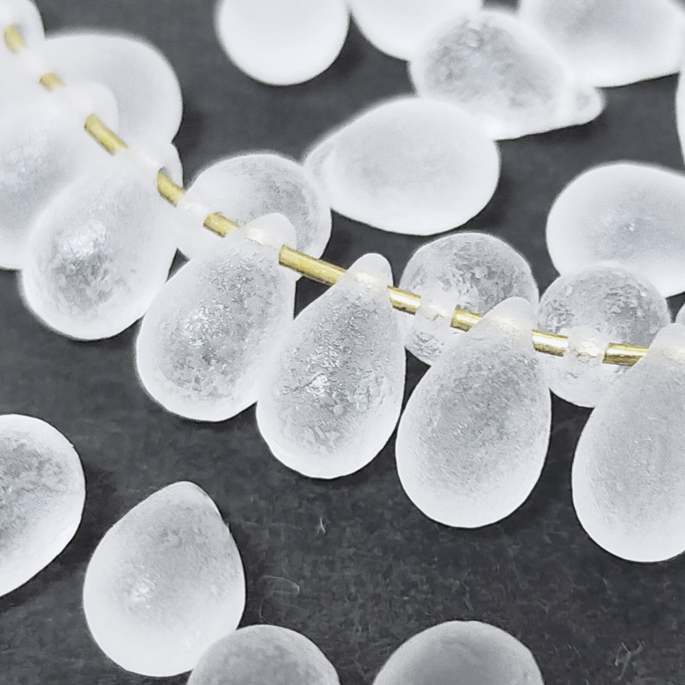 チェコビーズ ドロップ 6x9mm クリスタル・エッチド｜10個入 ハンドメイド素材 BULBULBEADS