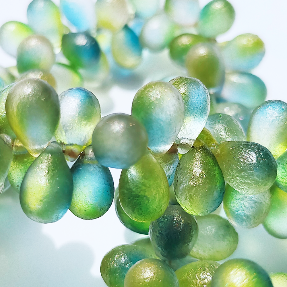チェコビーズ ドロップ 6x9mm キーライムポップフィズ・ゴールドシマー｜10個入 ハンドメイド素材 BULBULBEADS