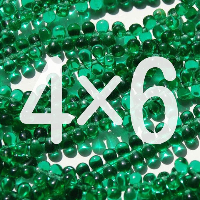 チェコビーズ ドロップ 4×6mm グリーン｜60個入 ハンドメイド素材 BULBULBEADS