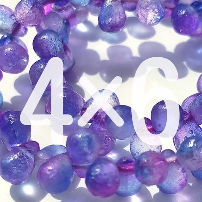 チェコビーズ ドロップ 4×6mm ブルーパープル・エッチド・デュアル｜60個入 ハンドメイド素材 BULBULBEADS