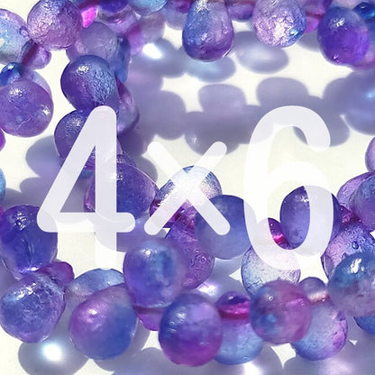 チェコビーズ ドロップ 4×6mm ブルーパープル・エッチド・デュアル｜60個入 ハンドメイド素材 BULBULBEADS