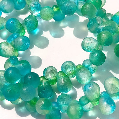チェコビーズ ドロップ 4×6mm ブルー・グリーン・エッチド・デュアル｜60個入 ハンドメイド素材 BULBULBEADS