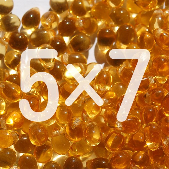 チェコビーズ ドロップ 5x7mm トパーズ イエロー 4 クリア｜20個入 ハンドメイド素材 BULBULBEADS